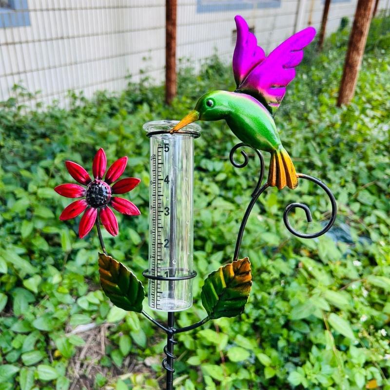 Premium Metal Rain Measurement Instrument Showcasing A Pretty Bird Figure Perfect For Outside districts And Adornment