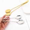 6P Black Coffee Spoon Stainless Steel Tableware Set Long Handle Ice Cream Dessert Teaspoon Picnic Drinkware Kitchen Accessories
