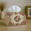 1pc Vintage Victorian Floral Tissue Box-Rose Scroll Cream Pink,Durable Napkin Organizer for Car,Kitchen,Dining,Home Decor-Decorative Tabletop Party Ti