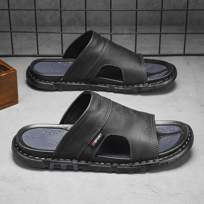 Fashion CYYTL Mens Slippers Summer Casual Shoes Beach Sandals Outdoor Slides Walking Comfort Leather Luxury Designer Fashion Lightweight