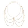 Sexy Metal Beaded Chest Chain for Women Simple Design Gold Color Geometric Metal Tassel Body Chain Beach Party Bikini Jewelry