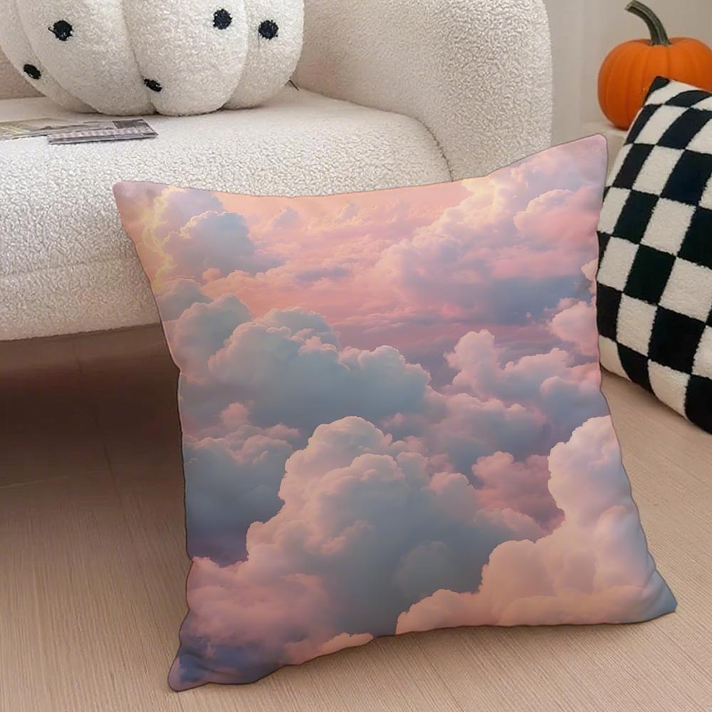 Ffufu Fluffy Clouds Cushion Cover Throw Pillow Cover Hidden Button Durable Polyester Chair Cushion