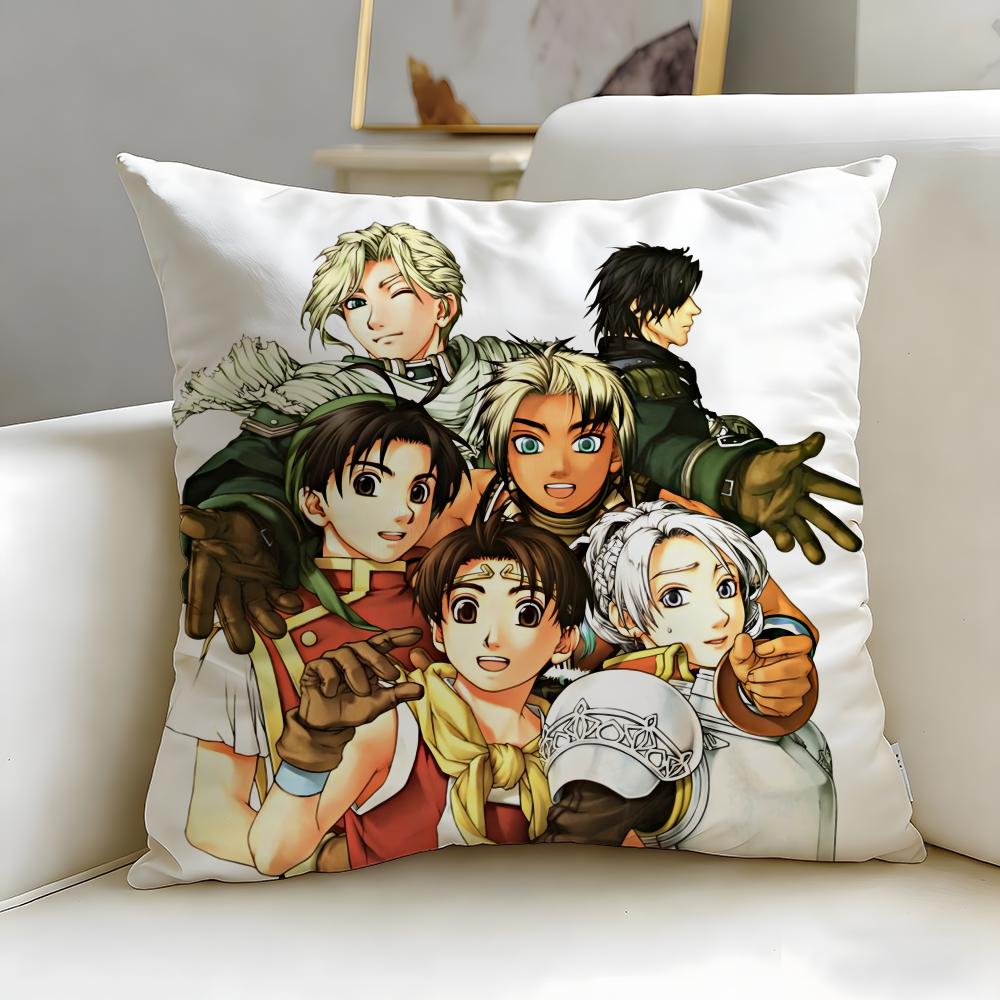 classic game Genso Suikoden Cushion Cover Soft EasyWash Pillow Case Versatile for Couch Bed Travel and Office