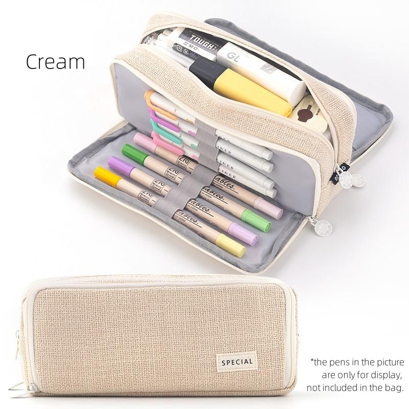 

Льняной тканевый пенал Angoo, сумка для ручек, 3 отделения, сумка для хранения, органайзер для канцелярских принадлежностей