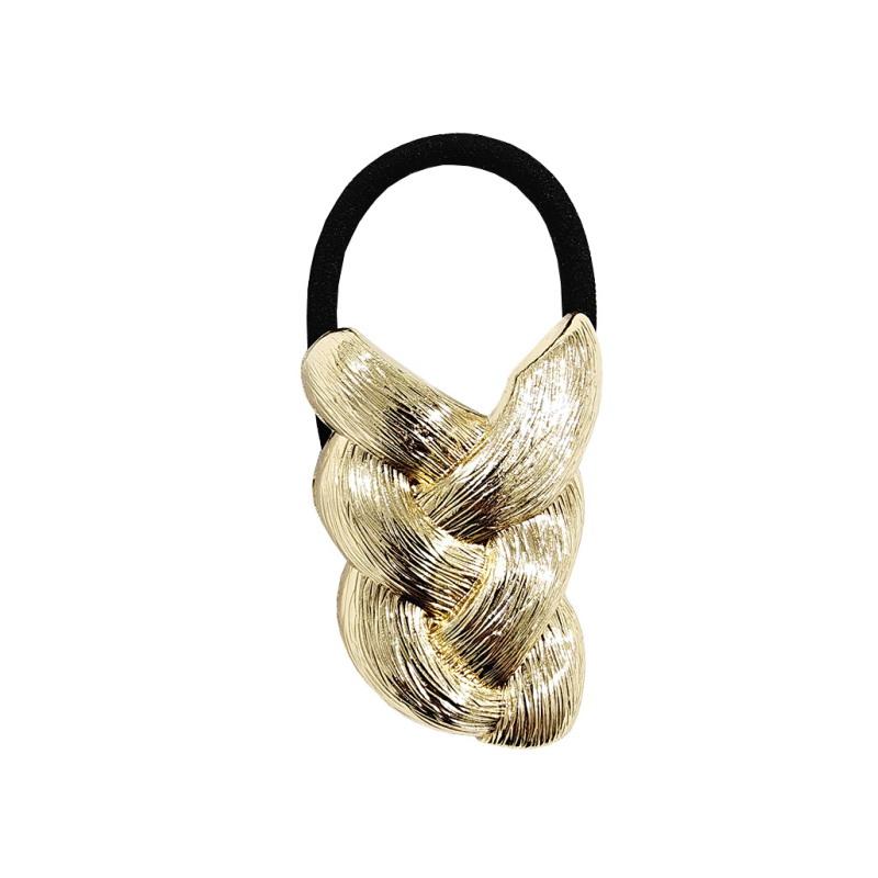 All Day Hold Metal Braided Elastic Ponytail Holder Rubber Band Hair Accessory for Dance Yoga and Exercise B