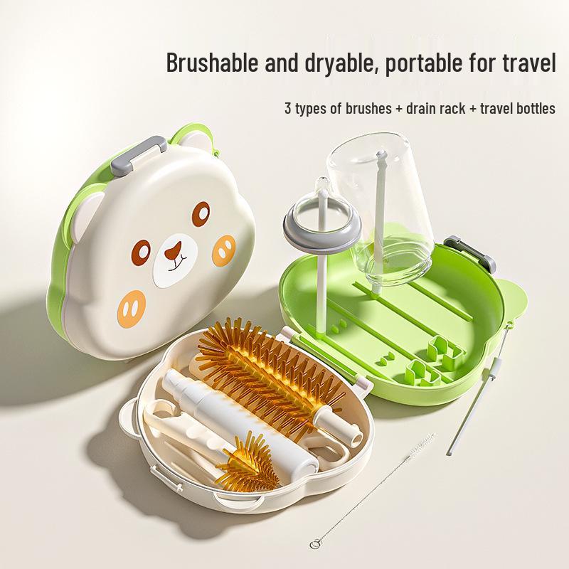 Tragbares Silikon-Babyflaschen- und Sauger-Reinigungsbürsten-Set