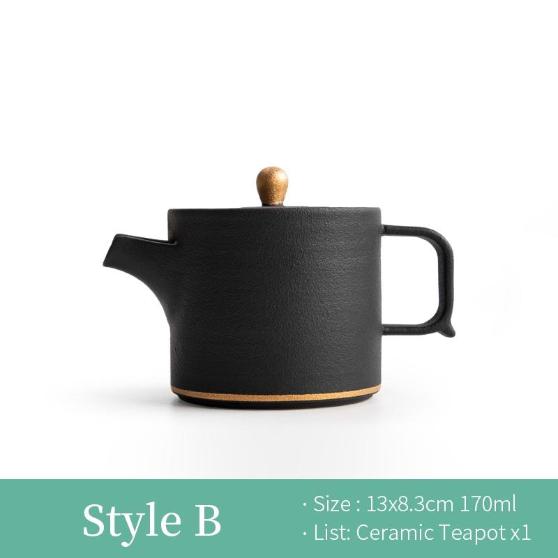 Black Ceramic Gold-Decorated Teapot Creative Filter Ceramic Kung Fu Tea Set