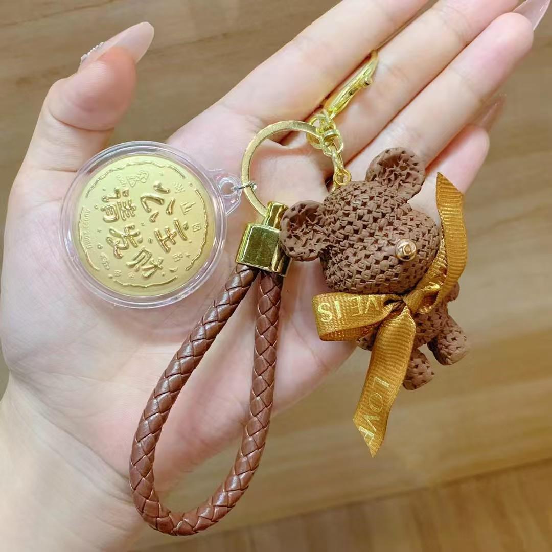 520 Lovely Bear Gold Keychain Pendant - Couple Bag Charm