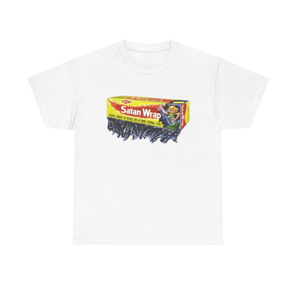 Wacky Packages Satan Wrap Plastic Wrap Printed T shirt Funny Saran Wrap Parody