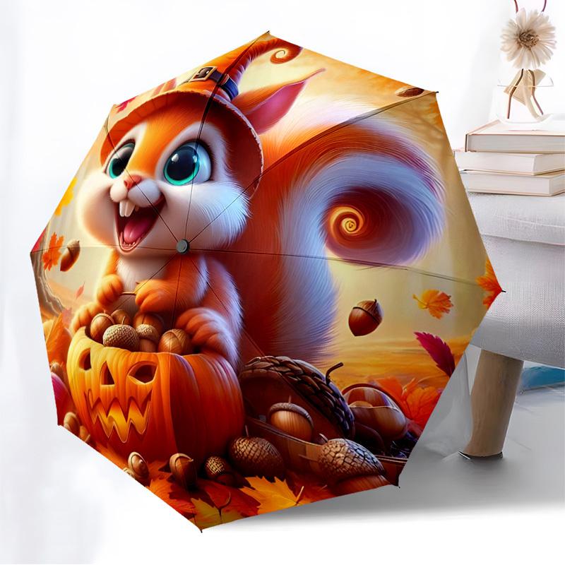 1pc Halloween Squirrel Automatic Open/Close Umbrella, Folding Compact Umbrella with Lightweight Design for Women/Men Yy251028248