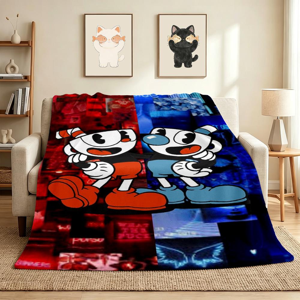 Cuphead Duo Flannel Blanket Throw Blanket Soft Warm Sofa Bed Camping Car Home Decor Unique Christmas Gift C9301287