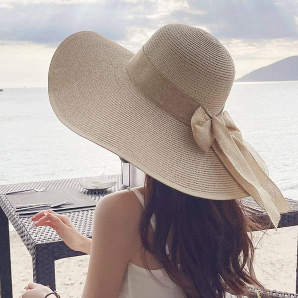 Oversize Straw Sun Hat Wide Brim Sun Protection Hat Simple Weave Sun Cap  Woman