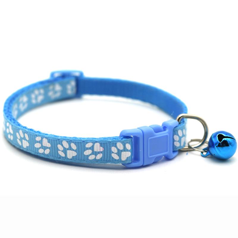 Pet Patch Cat & Dog Collar w/ Paw Print Bell & Safety Buckle