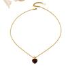 Double-Sided Heart Pendant Necklace With Enamel Finish Minimalist Chic Locket Chain Women Men