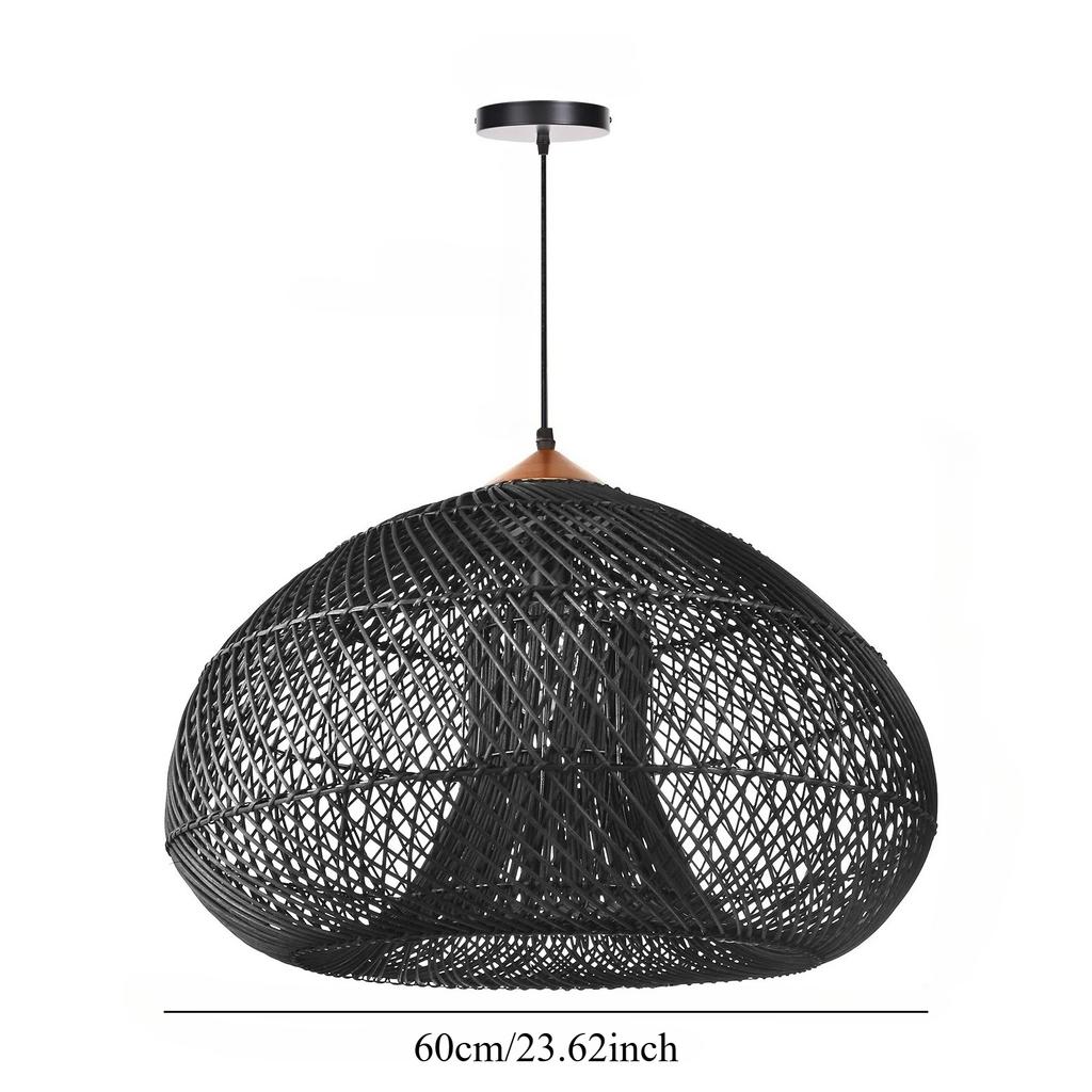 JOYINLED Rattan Ceiling Chandelier Light Wabi-sabi Style Retro Southeast Asian Pendant Lamp 60/80cm Beige Black Lighting Fixture