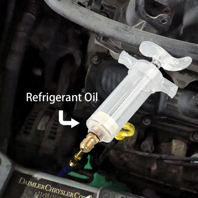 Car A/C Oil and Dye Injectors Refrigerants Tool with Low Side Quick Coupler Adapter 1/4" SAE