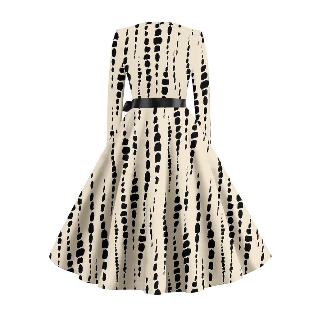 Women's Casual Fashion Long Sleeve Vintage Long Dresses