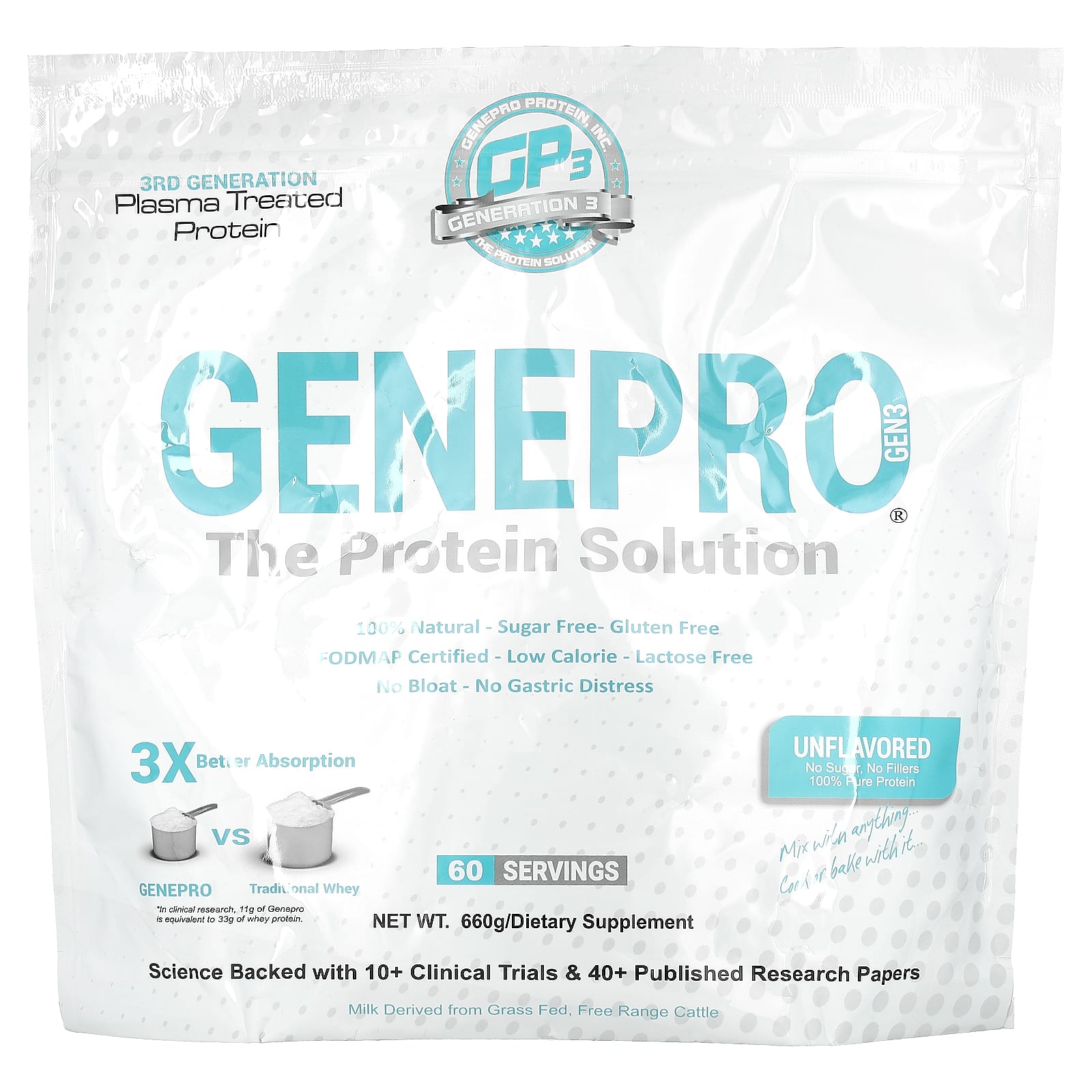 

GENEPRO, Protein Solutions, unflavored, 660 g