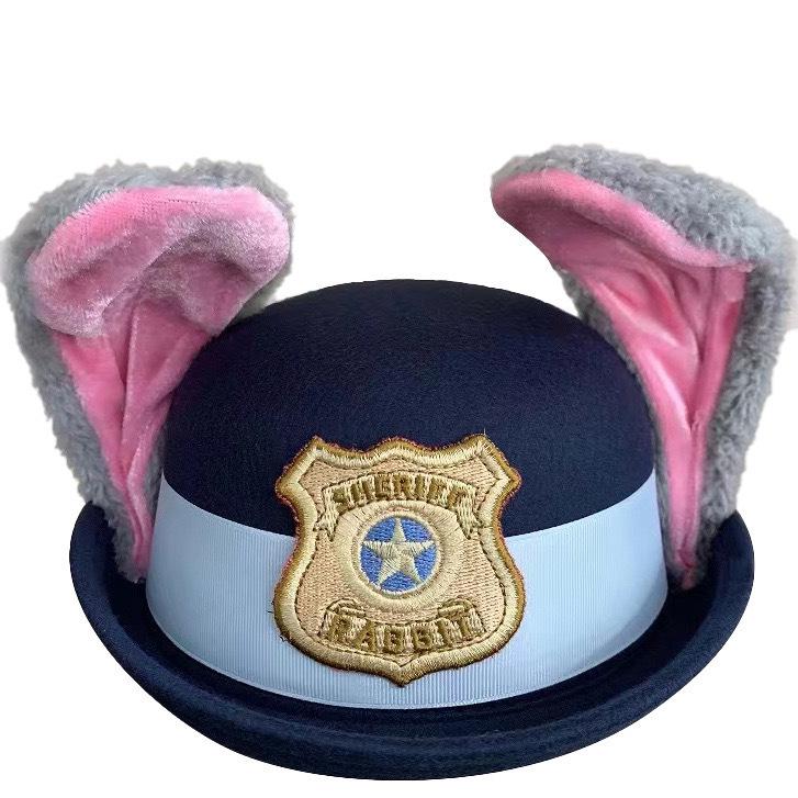 Judy Rabbit Police Officer Parent-Child Cosplay Hat with Rabbit Ears Headband for Kids