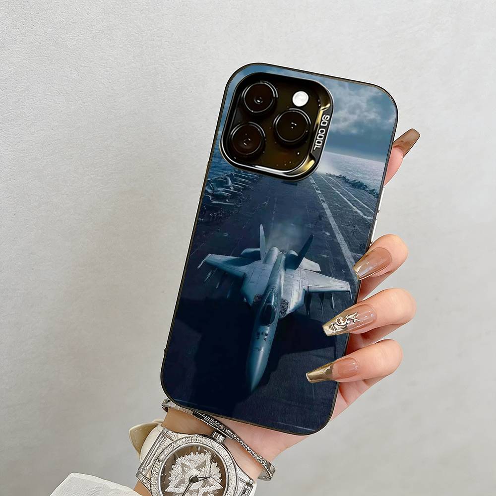 

Military Aircraft Warship Fighter Phone Case For iPhone 17,16,15,14,13,12,Plus,Pro Max,XS,Colorful Silver Phone case Funda Cover iPhone16Pro