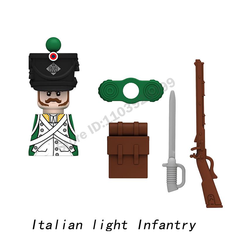 Middle Ages Military Napoleonic Wars Figures Building Block British French Prussia Infantry Knight General Duke Characters Brick