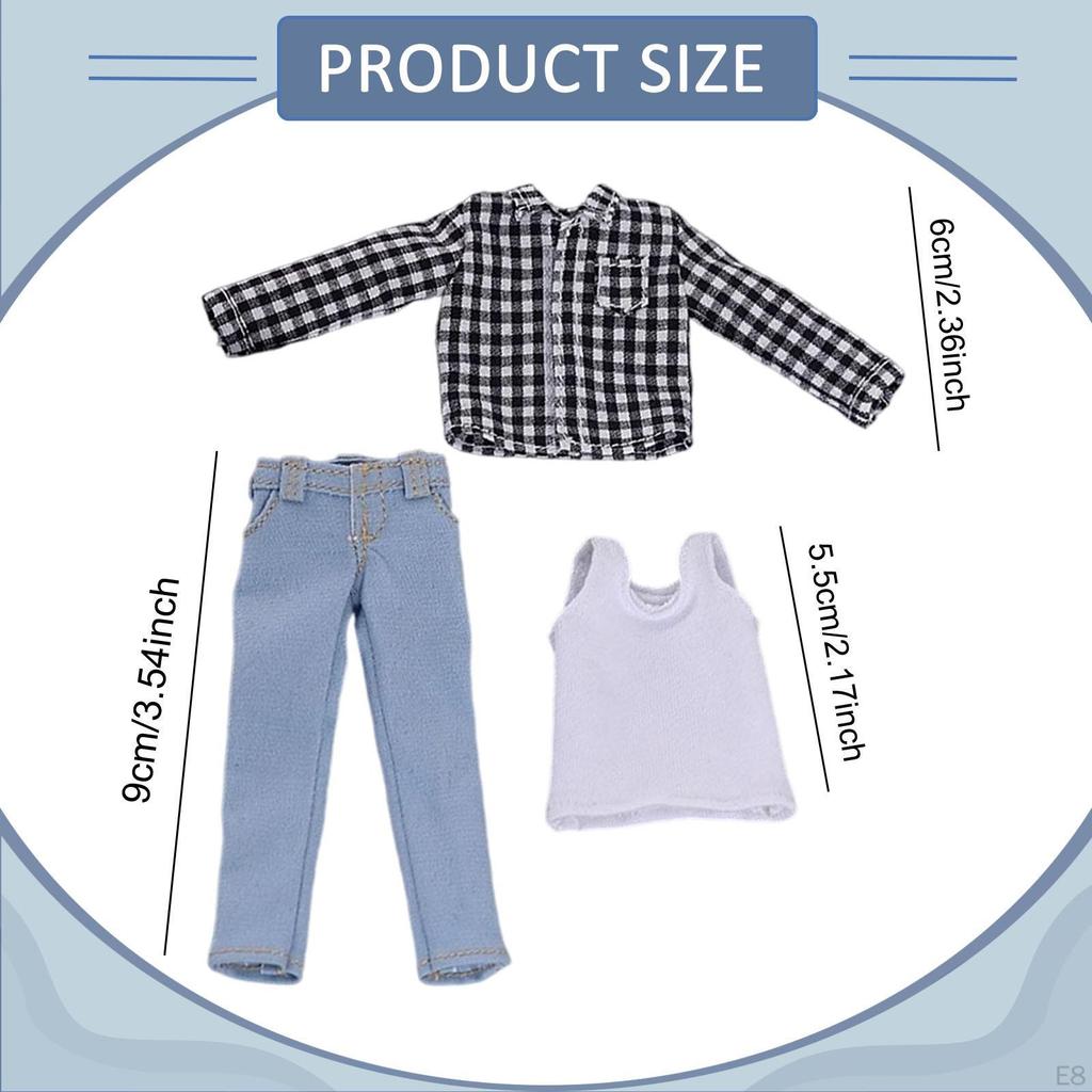 1/12 Male Figure Clothes Vest Shirt and Jeans Accessories Dress up Classic Men's Casual Outfits for