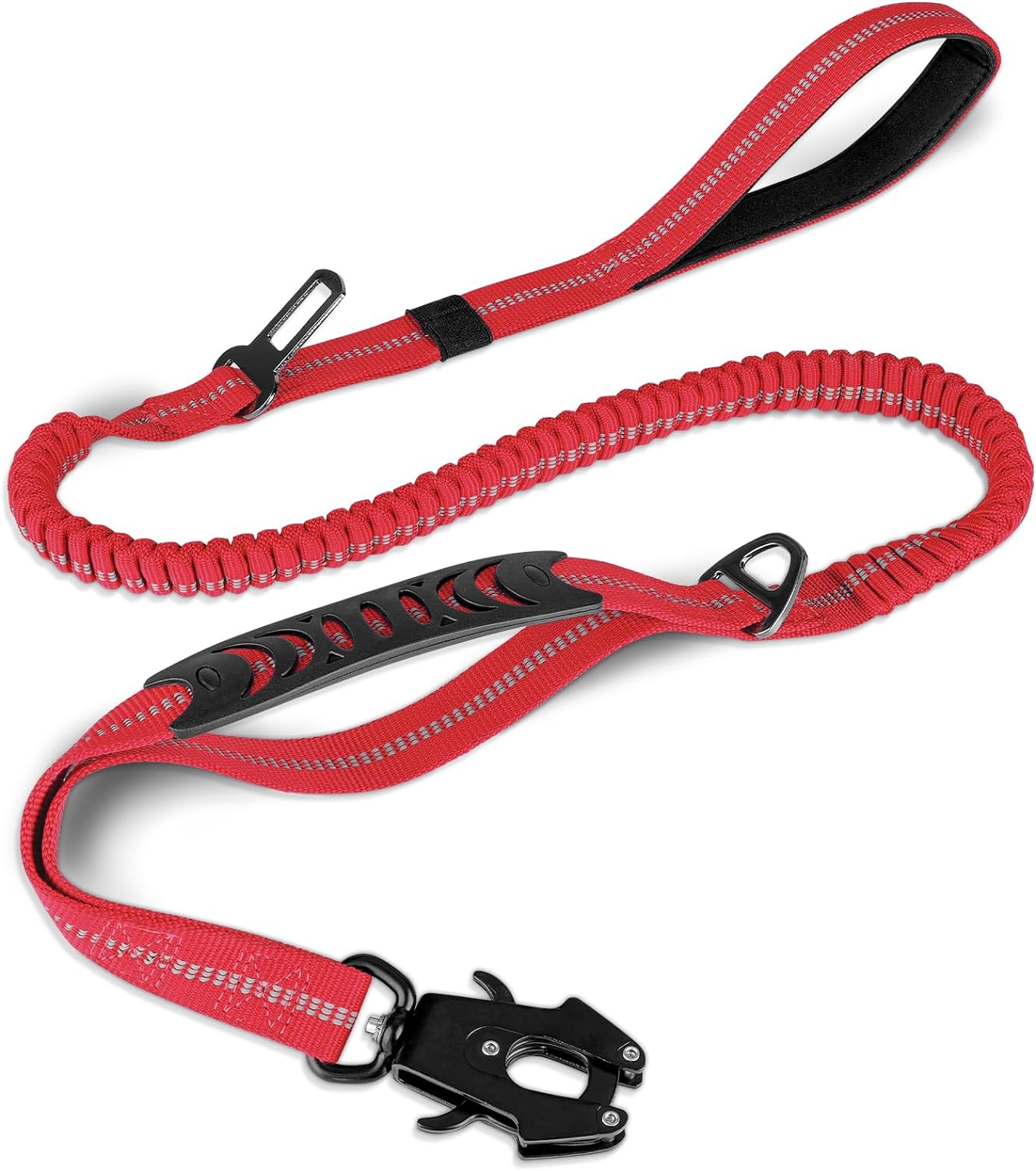 

Heavy Duty Dog Leash with Elastic Bungee for Medium & Large Dogs - Shock Absorption & Safety Clip Included