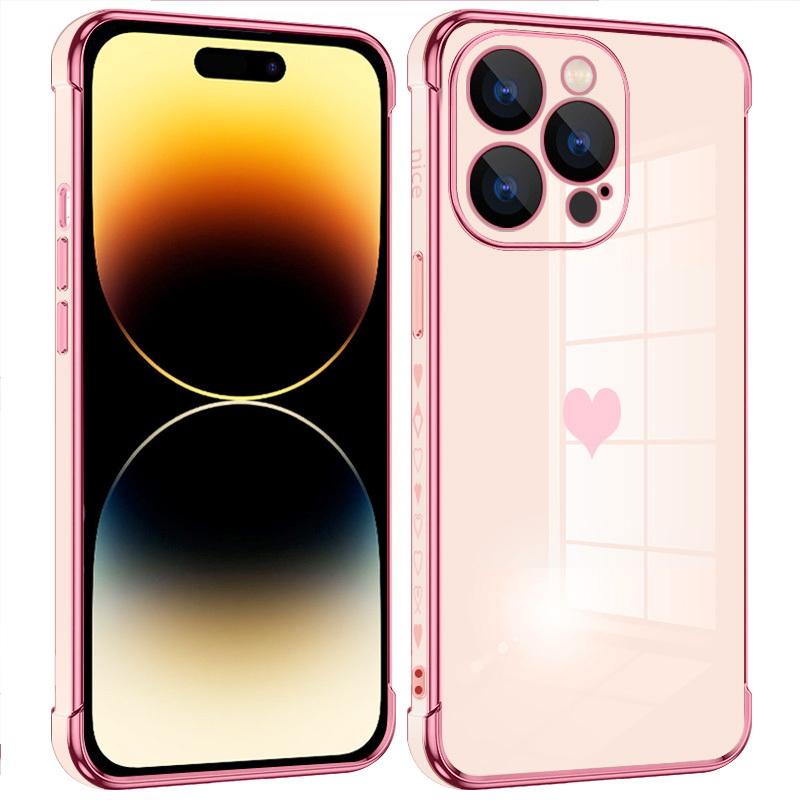 For Samsung Galaxy A16 A55 A35 S25 S24 FE S23 S21 FE A13 5G A33 A52 A53 S20 S22 FE PLUS ULTRA Side Center Love Heart Plated TPU Case