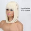 XINRAN Dámská móda Délka po ramena Čistě bílá paruka s Radians Syntetické vlákno Krátká rovná Bobová paruka s ofinou Cosplay