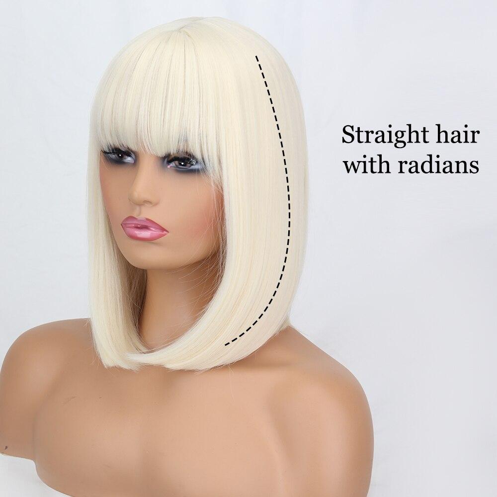 XINRAN Dámská móda Délka po ramena Čistě bílá paruka s Radians Syntetické vlákno Krátká rovná Bobová paruka s ofinou Cosplay
