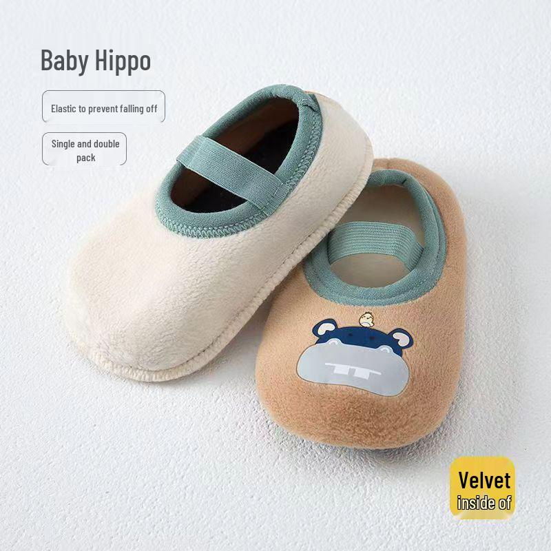 Geräuschlose Indoor Anti-Rutsch Baby Hausschuhe: Winterstil für Säuglinge im Alter von 1 Monat bis 1 Jahr