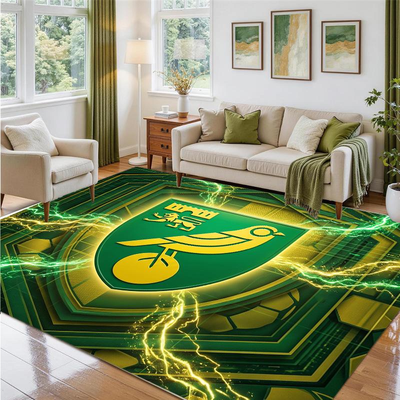 Norwich City Football Design Crystal Velvet Rug Soft Decorative Mat for Bedroom Entrance