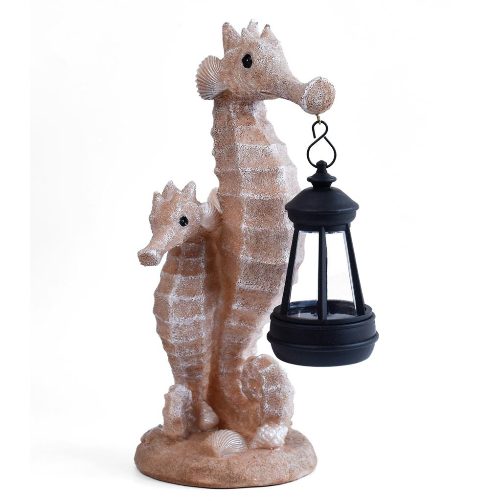 JYL TS/062,Resin Mother and Child Seahorse Carrying Lantern Solar Outdoor Light Marine Element Garden Lamp