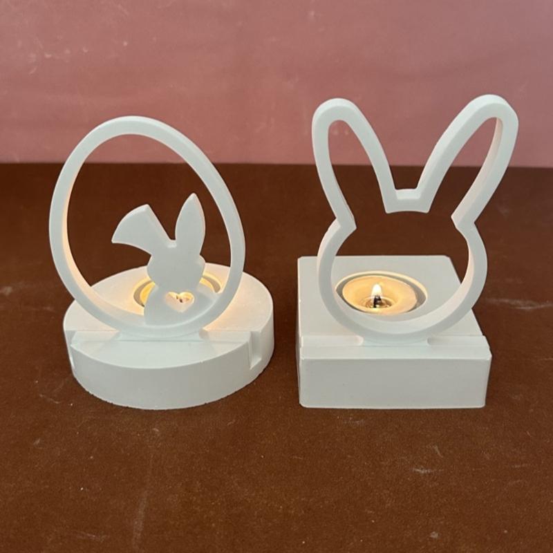 Easter Rabbit Silicone Moulds Eggs Rabbit Candle Holder Epoxy Resin Casting Moulds for Candle Holder DIY Home Decoration