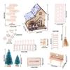 Interactive Wood Christmas Doll House Assembly Set with Miniature Furniture and Accessories LED Light Craft Model Cabin