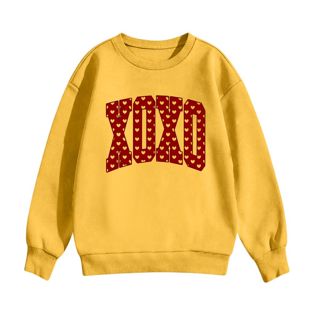 Children's Casual Round Neck Printed Pullover Long,sleeved Hooded Sweatshirt Top