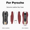 For Boxster Cayman 911 Panamera Cayenne Macan Leather Fob Remote Keys Case Key Cover Key Shell Replace
