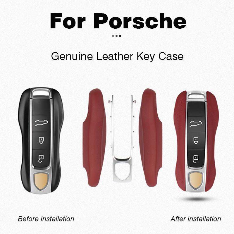 For Porsche Boxster Cayman 911 Panamera Cayenne Macan Leather Fob Remote Keys Case Key Cover Key Shell Replace
