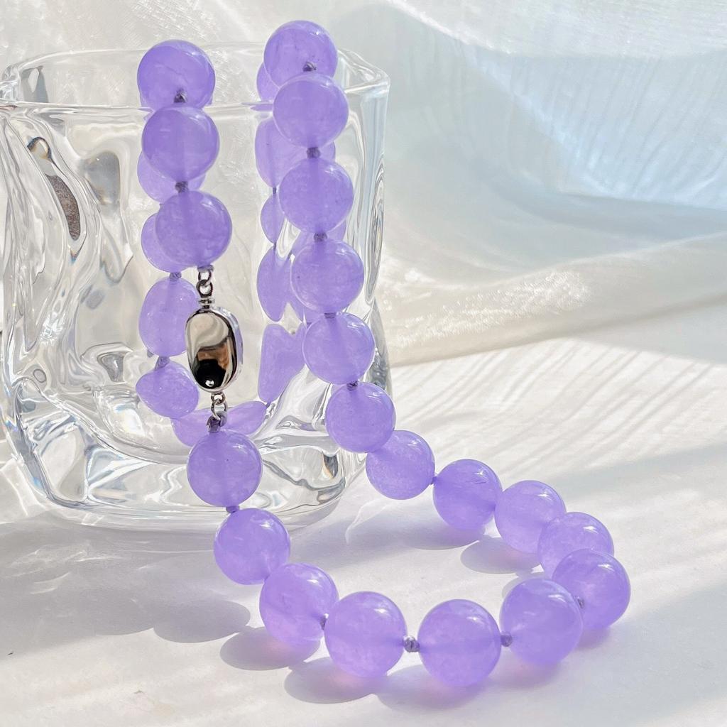 12Mm Violet Emerald Quartzite Stone Bracelet Necklace