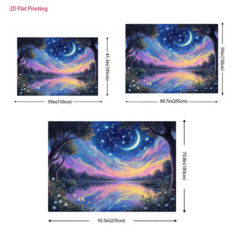 2D Rainbow Swans Backdrop Starry Night Water Reflection Photo Booth Background