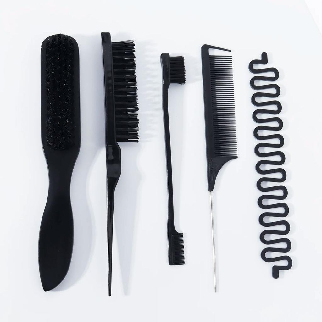 5PCS Hair Comb Set, Hair Edge Comb, Sharp Tail Comb, Tear Hair Brush, French Braiding Tool, Suitable for All Hair Qualities