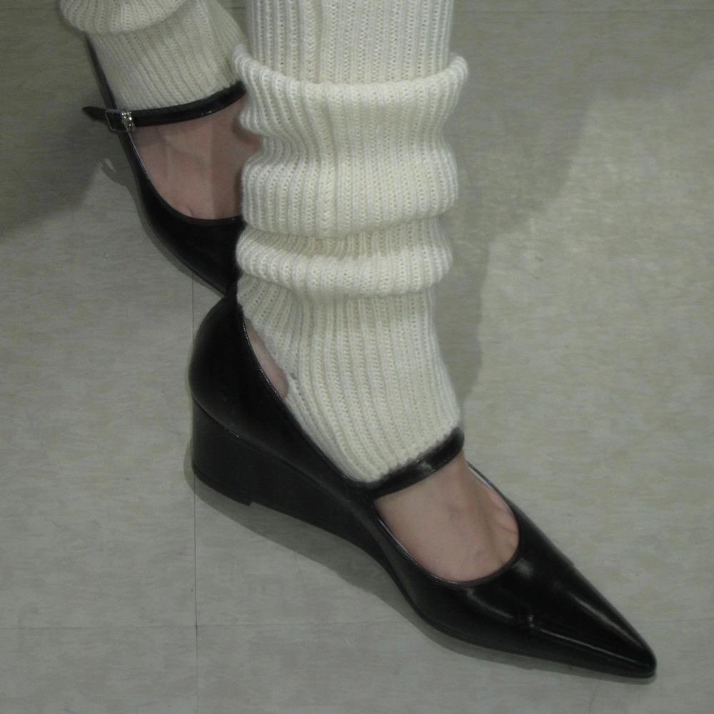 Strap Single Shoe Women's Leather Pointed Toe Wedge Heel Thick Heel Mary Jane Pumps for Womens 2025 Spring and Summer High Heels