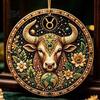 Hanging Home Ornament 2D Flat Pearl Painting Ornament, Double Sided Zodiac Theme Gem Decorative Pendant Art Craft, Rhinestone Beads Pattern