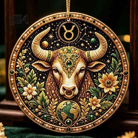 Hanging Home Ornament 2D Flat Pearl Painting Ornament, Double Sided Zodiac Theme Gem Decorative Pendant Art Craft, Rhinestone Beads Pattern