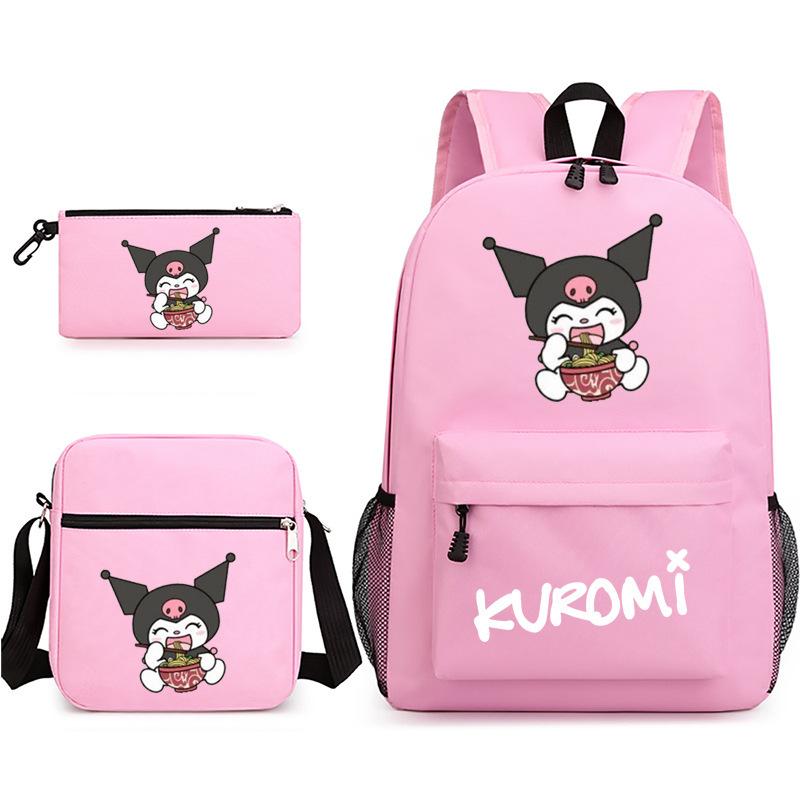 Cartoon Kuloy Mymelody Printed School Bag 3-Piece Pencil Case Shoulder Bag Backpack 3 piece set