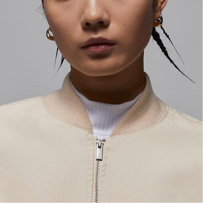 Jordan Renegade Tkana Wygodna Codzienna Sportowa Kurtka z Zamkiem na Ramię z Długim Rękawem Kobiety kurtki Legendarny-Jasnobrązowy FV7147-203