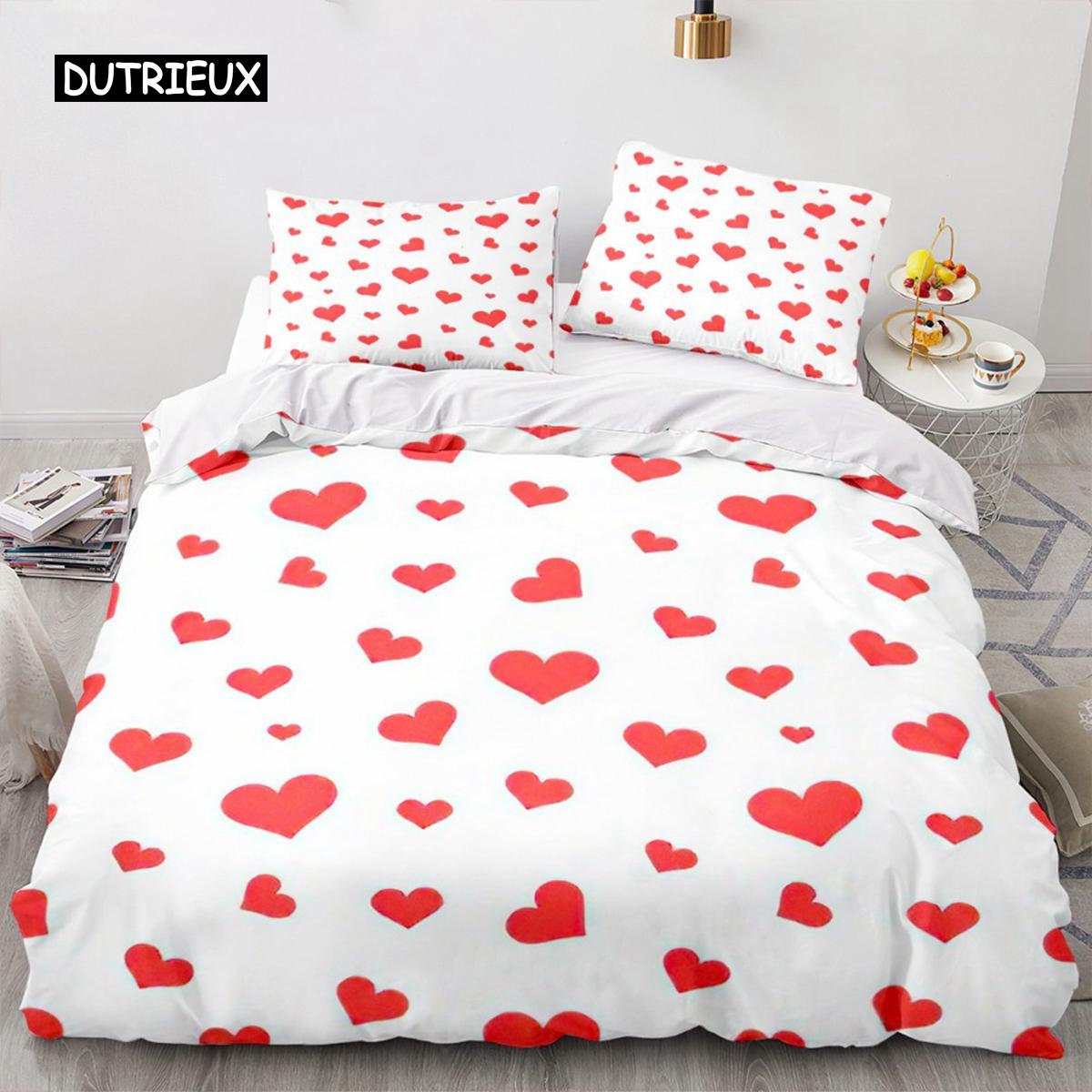 

Красный пододеяльник с сердечками для любви, роскошный комплект постельного белья в романтическом стиле для пары, подарки на День святого Валентина для подруги, украшение спальни EU single(135x200cm)