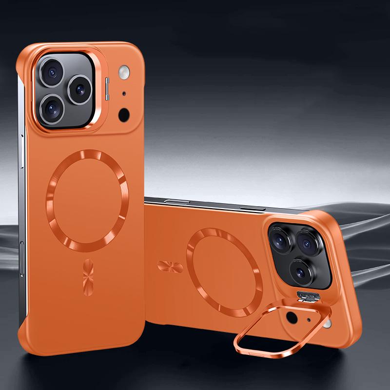 Ultra Thin Metal Lens Holder Frameless for Magsafe Magnetic Case for Iphone 17 Air 16 15 14 Pro Max 13 Solid Matte Skin PC Cover