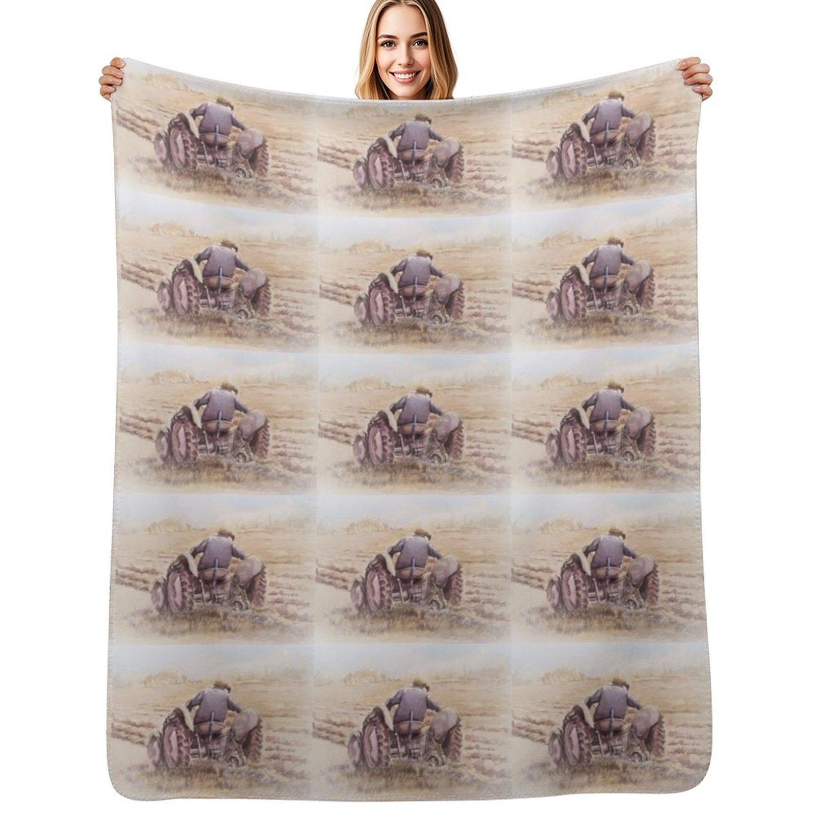 Fergie the little grey tractor Throw Blanket Color Fast Cozy Throw Blanket Size: 75*100cm, Weight: 230 GSM