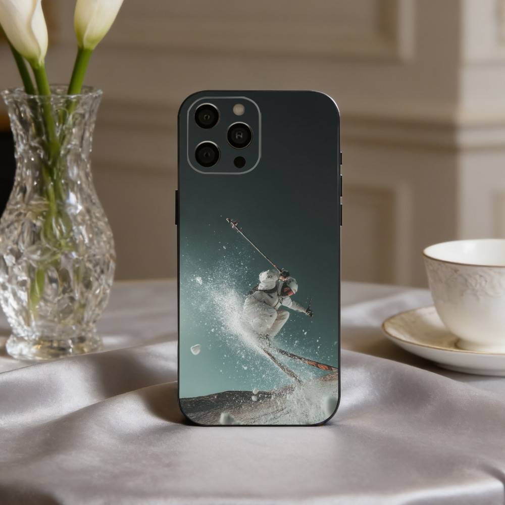 S-Schnee M-Berg Skifahren Ski Handyhülle Für iPhone 17,16,15,14,13,12,11 Plus,Pro Max,XS,Weiche Silikon Schwarze Hülle